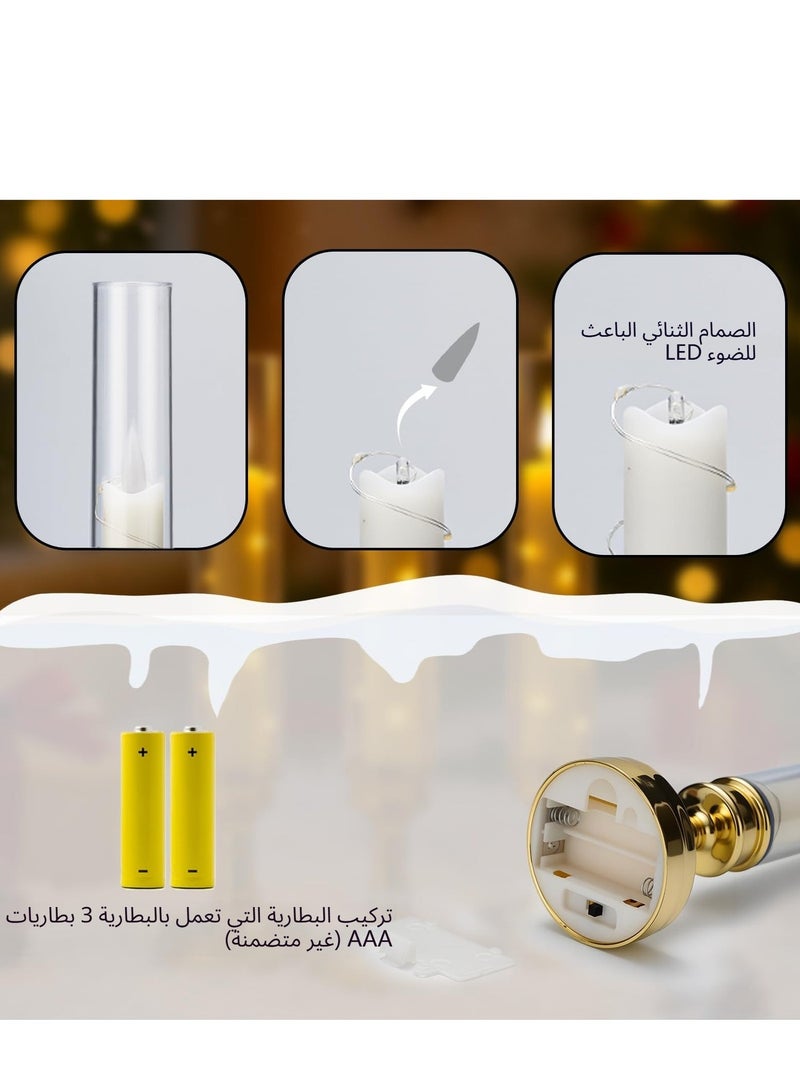 نيوب 6 قطع شموع بدون لهب مع مؤقت عن بعد، شموع LED وامضة مع ضوء سلسلة نجمية مدمجة، شموع إلكترونية رومانسية، قاعدة ذهبية، تعمل بالبطارية، مجموعة شموع زخرفية للمنزل، الزفاف، حفلات العشاء، المهرجانات - Image 4